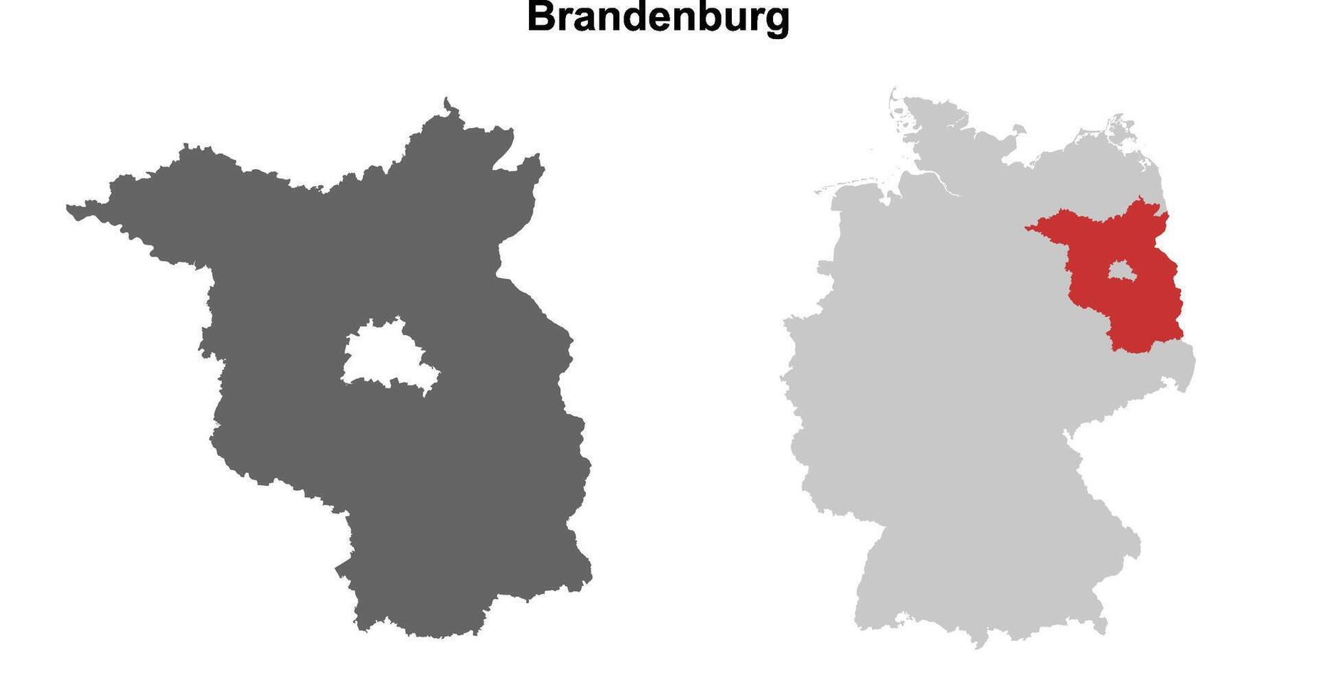 Brandenburg state blank outline map set vector