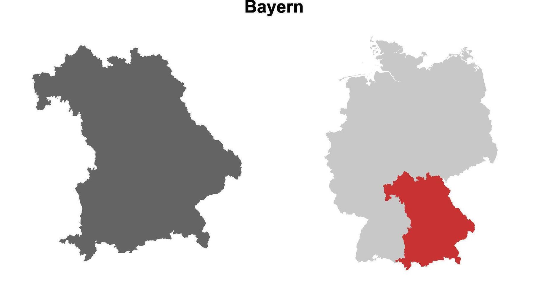 Bayern state blank outline map set vector