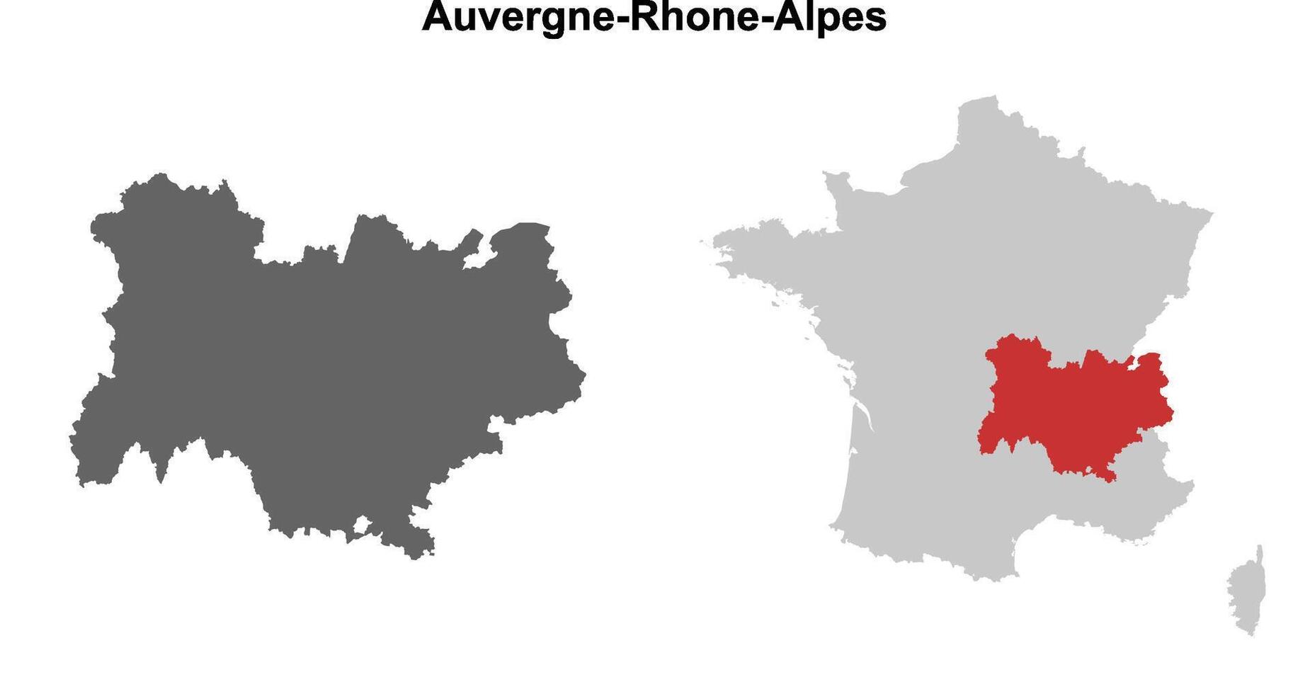 Auvergne-Rhone-Alpes region blank outline map set vector