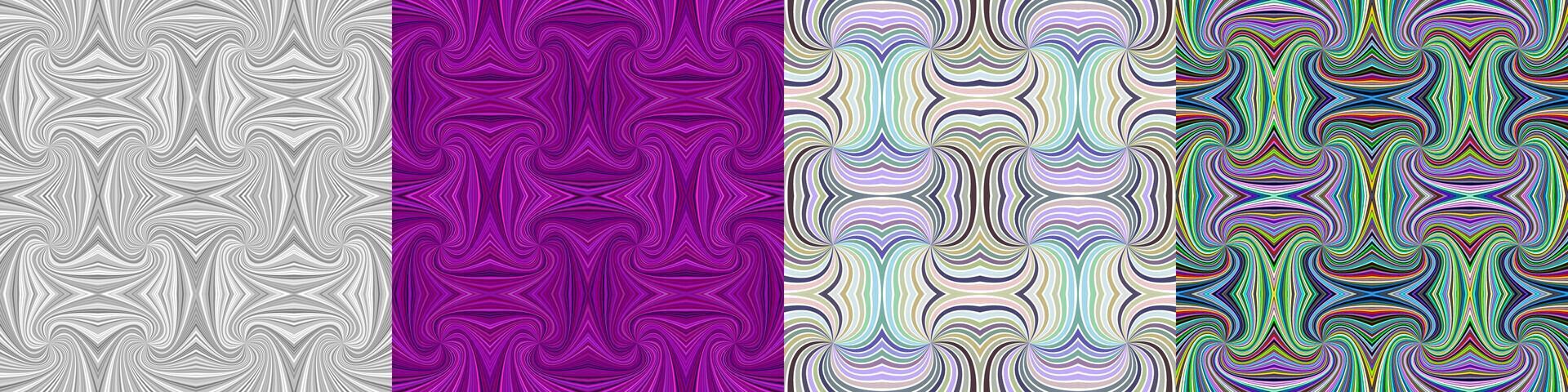 Abstract seamless curved stripe pattern set vector