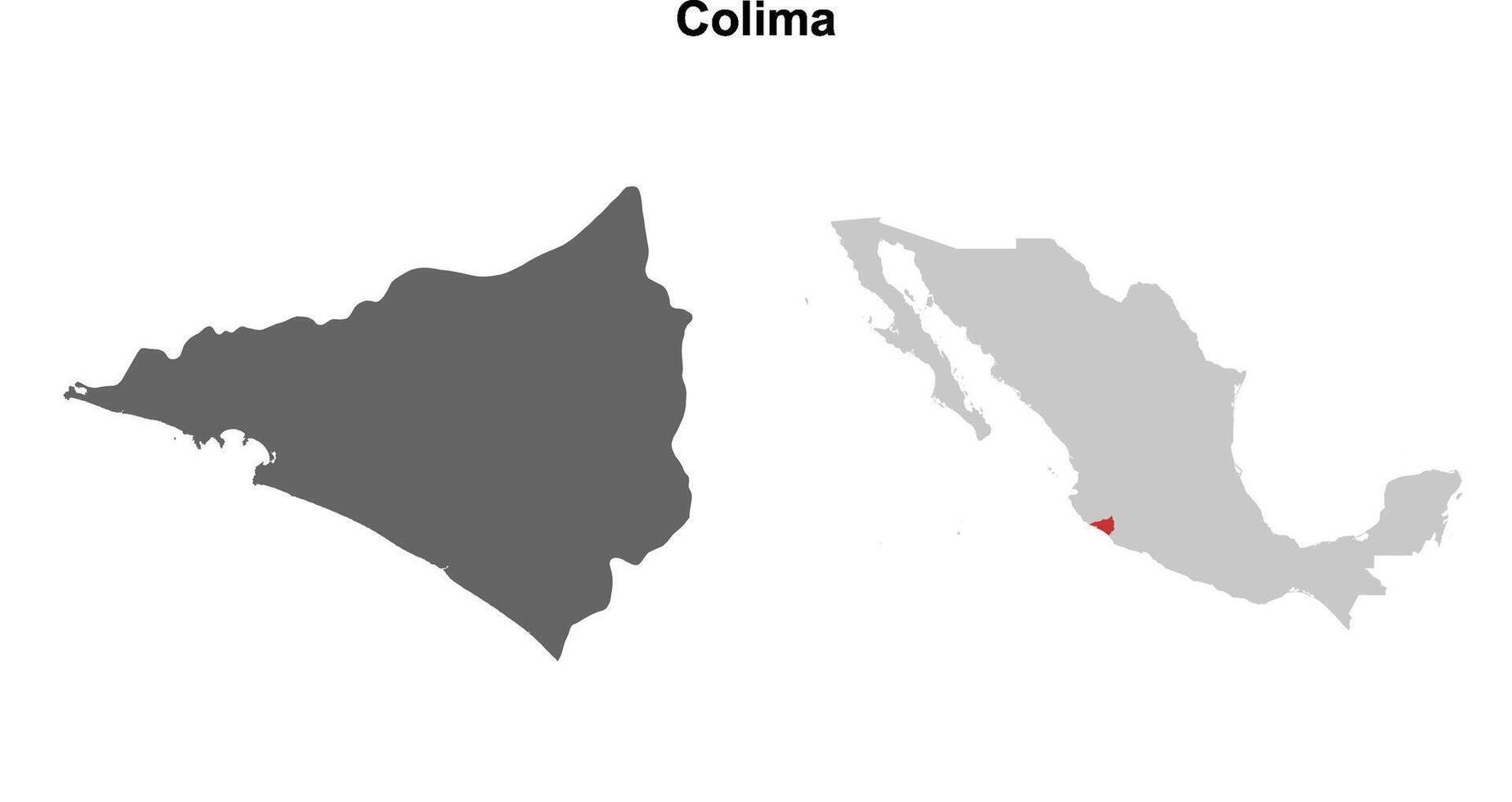 Colima state blank outline map set vector