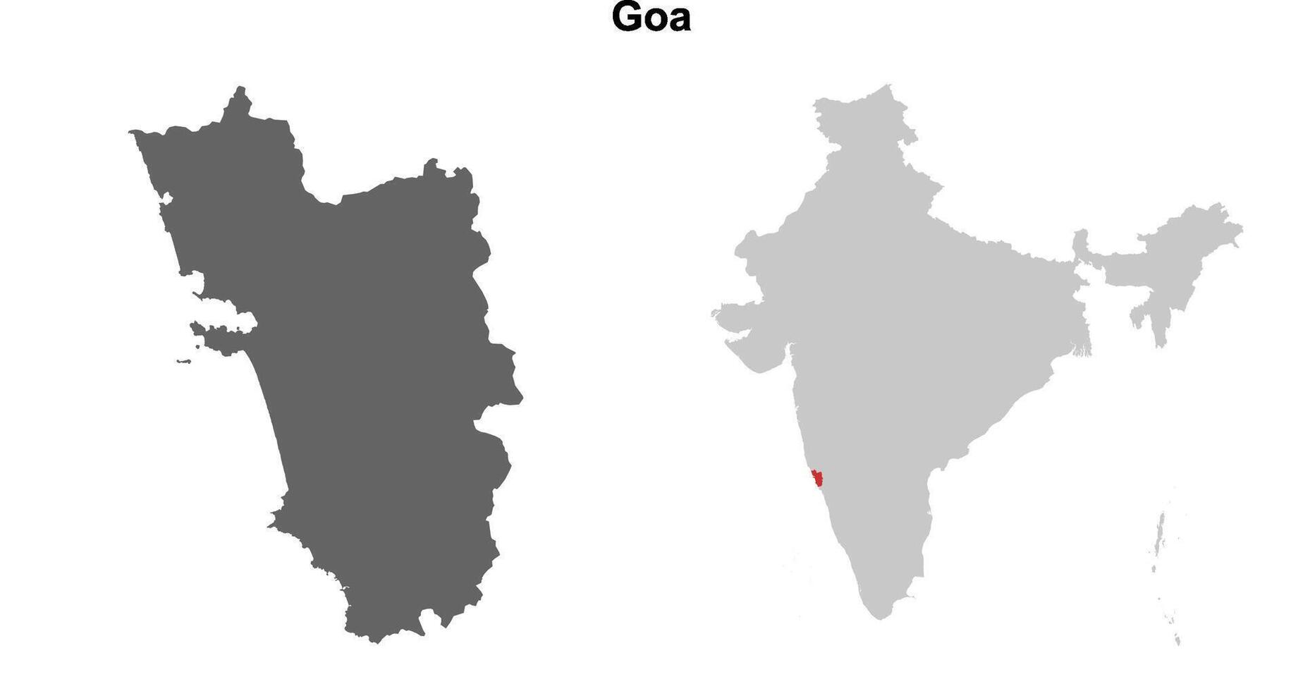Goa state outline map set vector