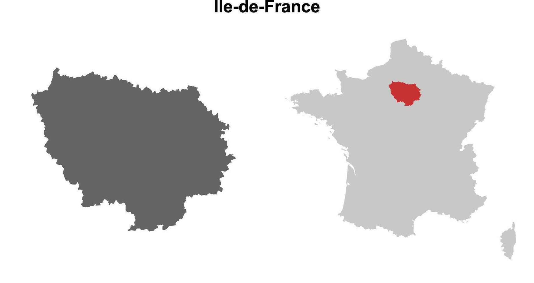 Ile-de-France region blank outline map set vector