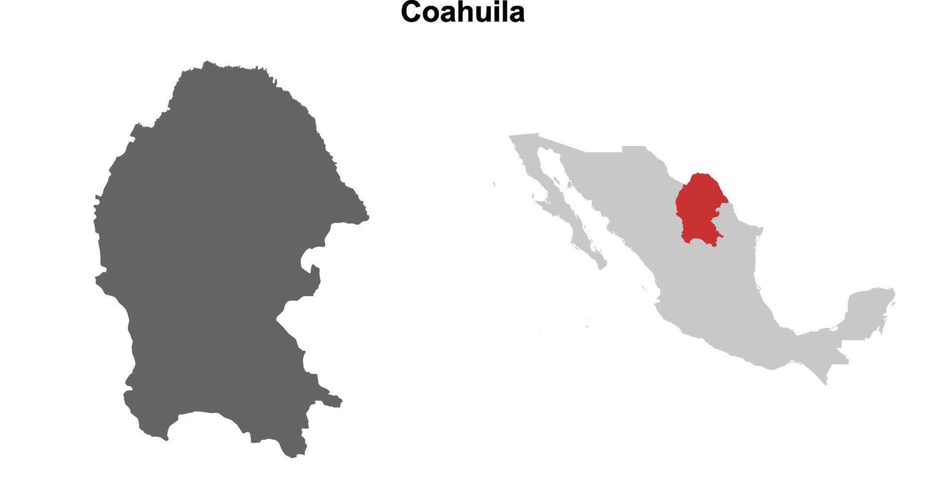 Coahuila state blank outline map set vector