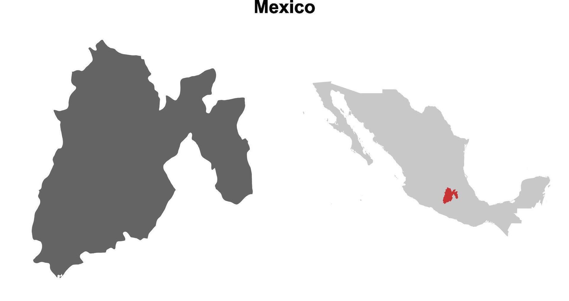 Mexico state blank outline map set vector