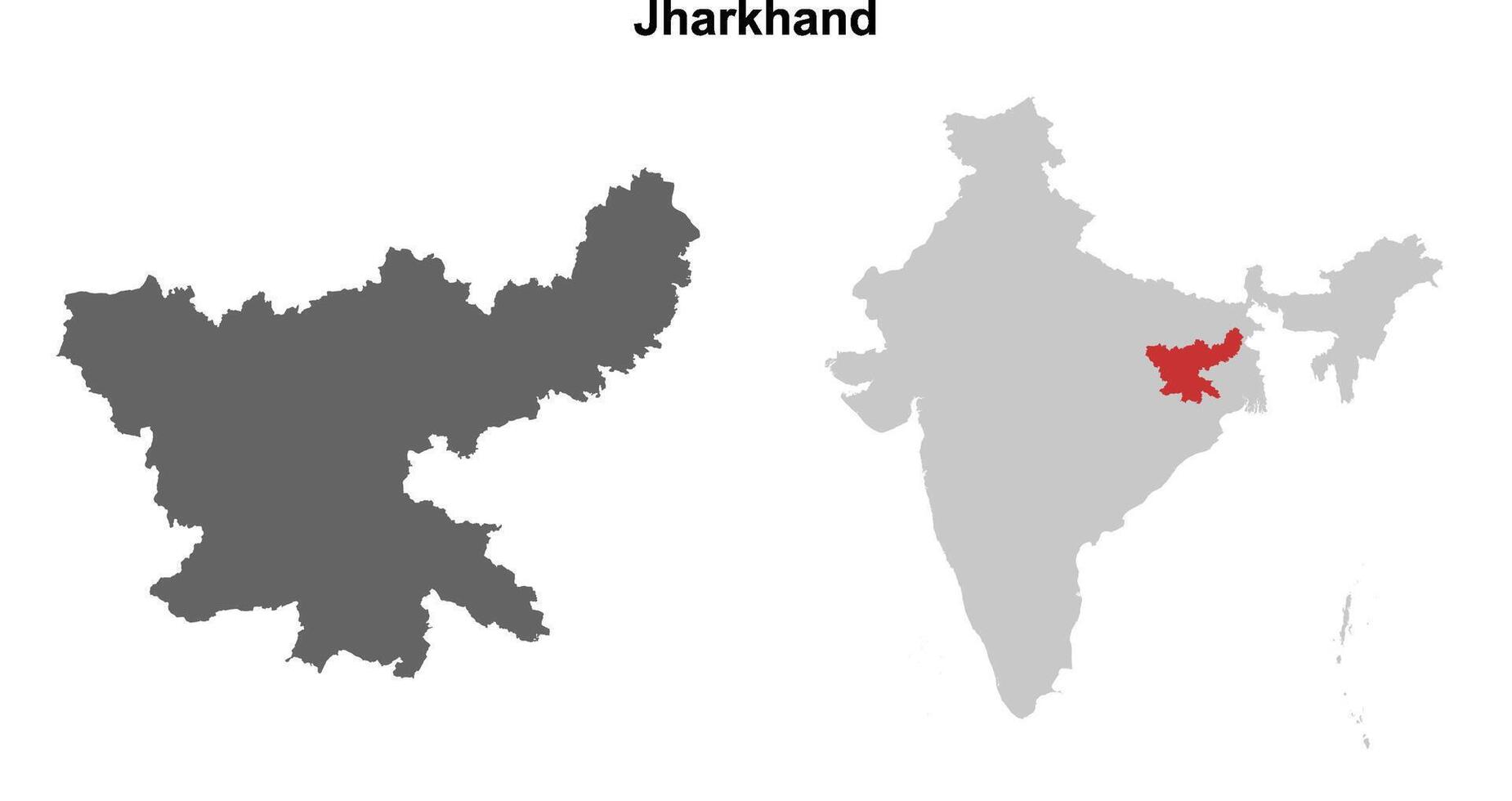 Jharkhand state outline map set vector