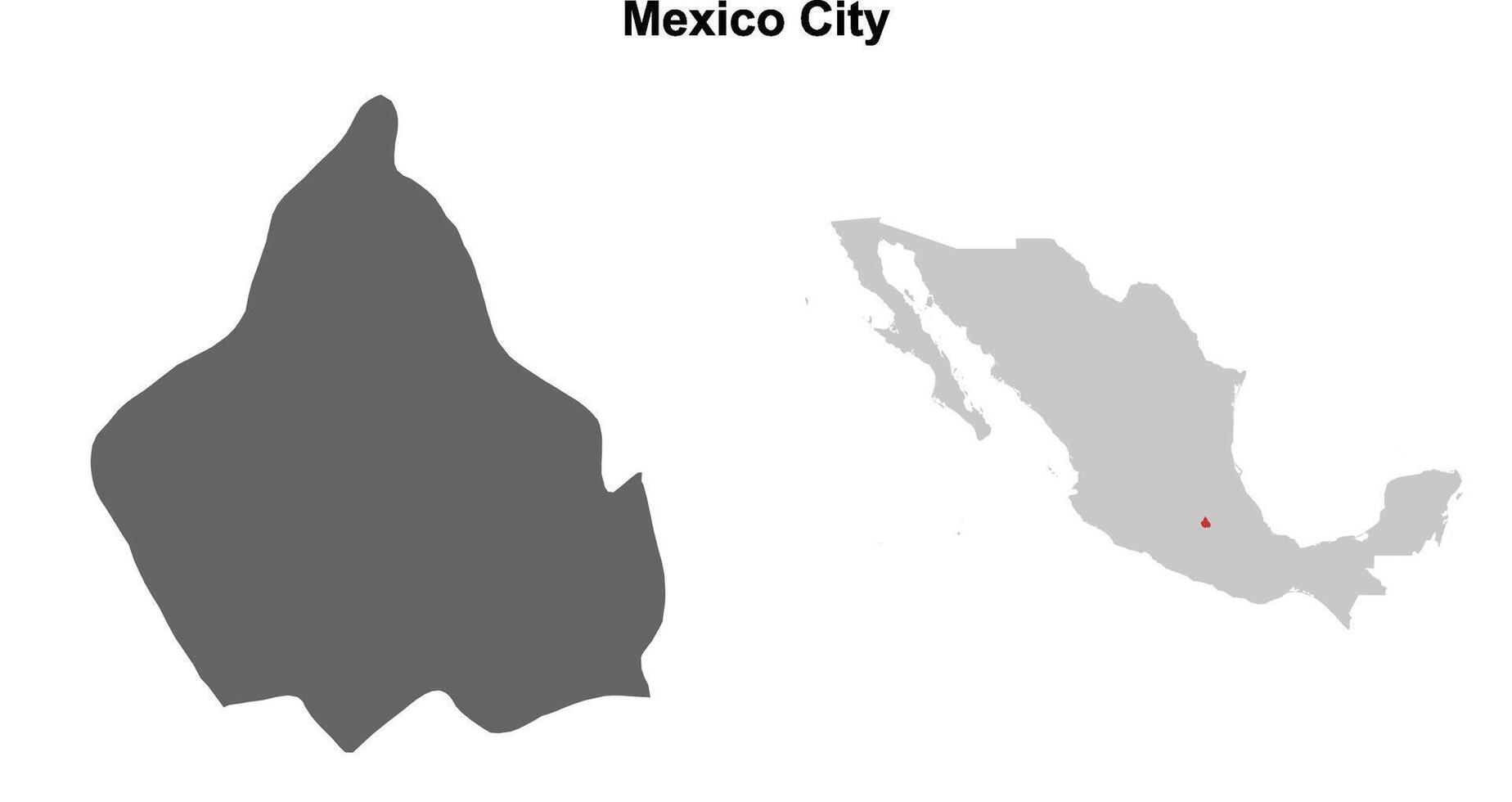 Mexico City state blank outline map set vector