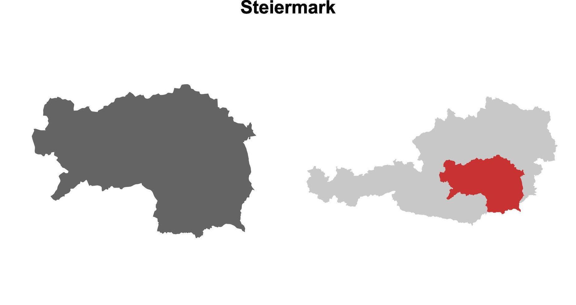 Steiermark state blank outline map set vector