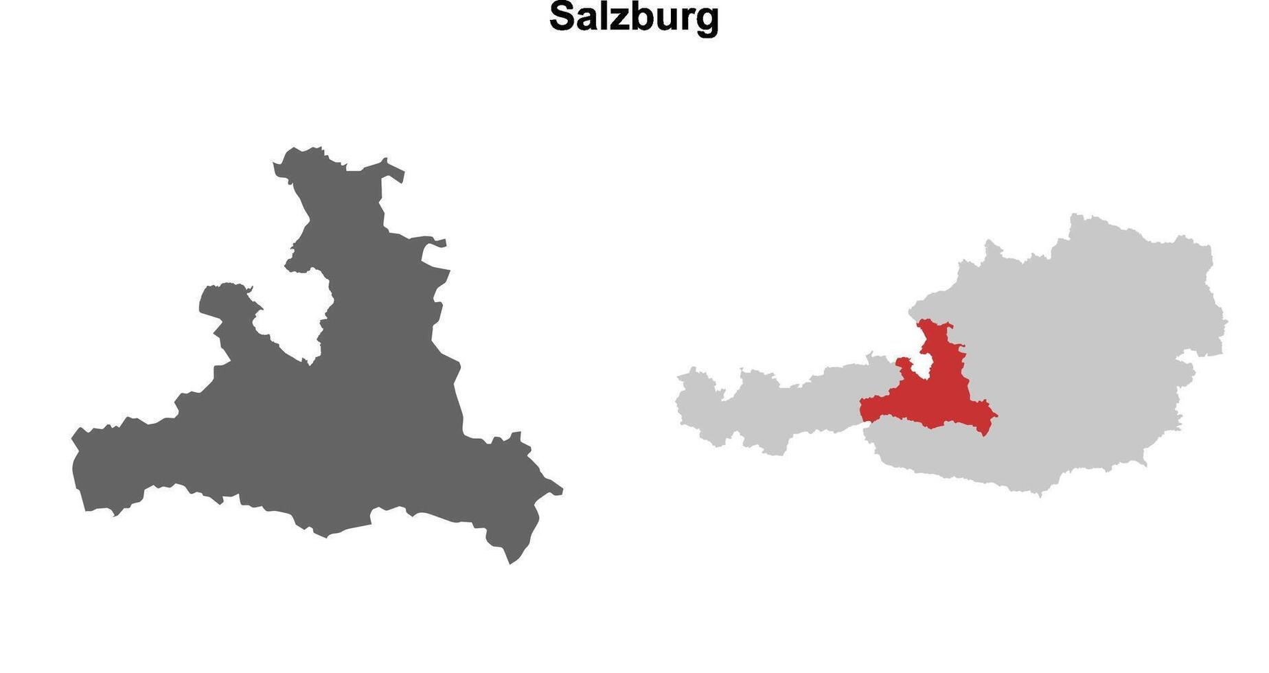 Salzburg state blank outline map set vector