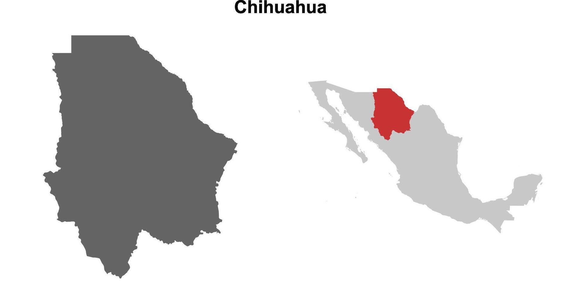 Chihuahua state blank outline map set vector