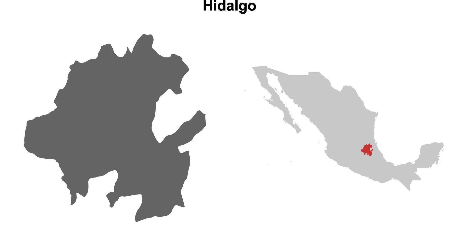 Hidalgo state blank outline map set vector