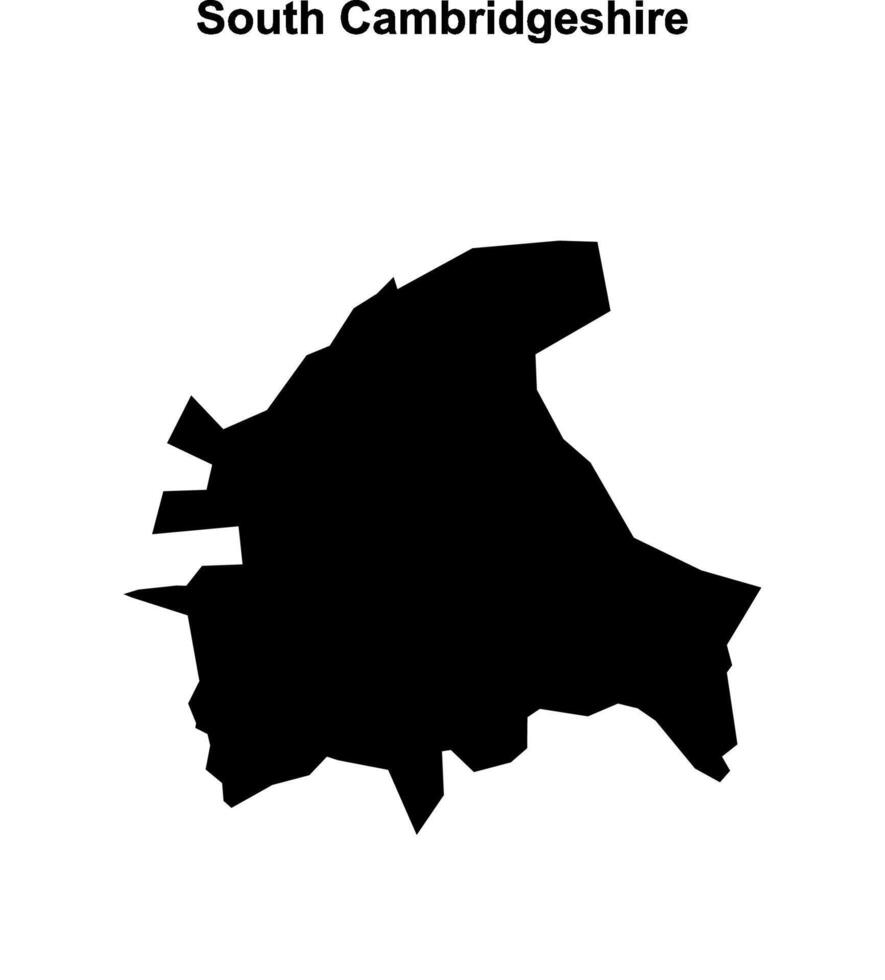 South Cambridgeshire blank outline map vector