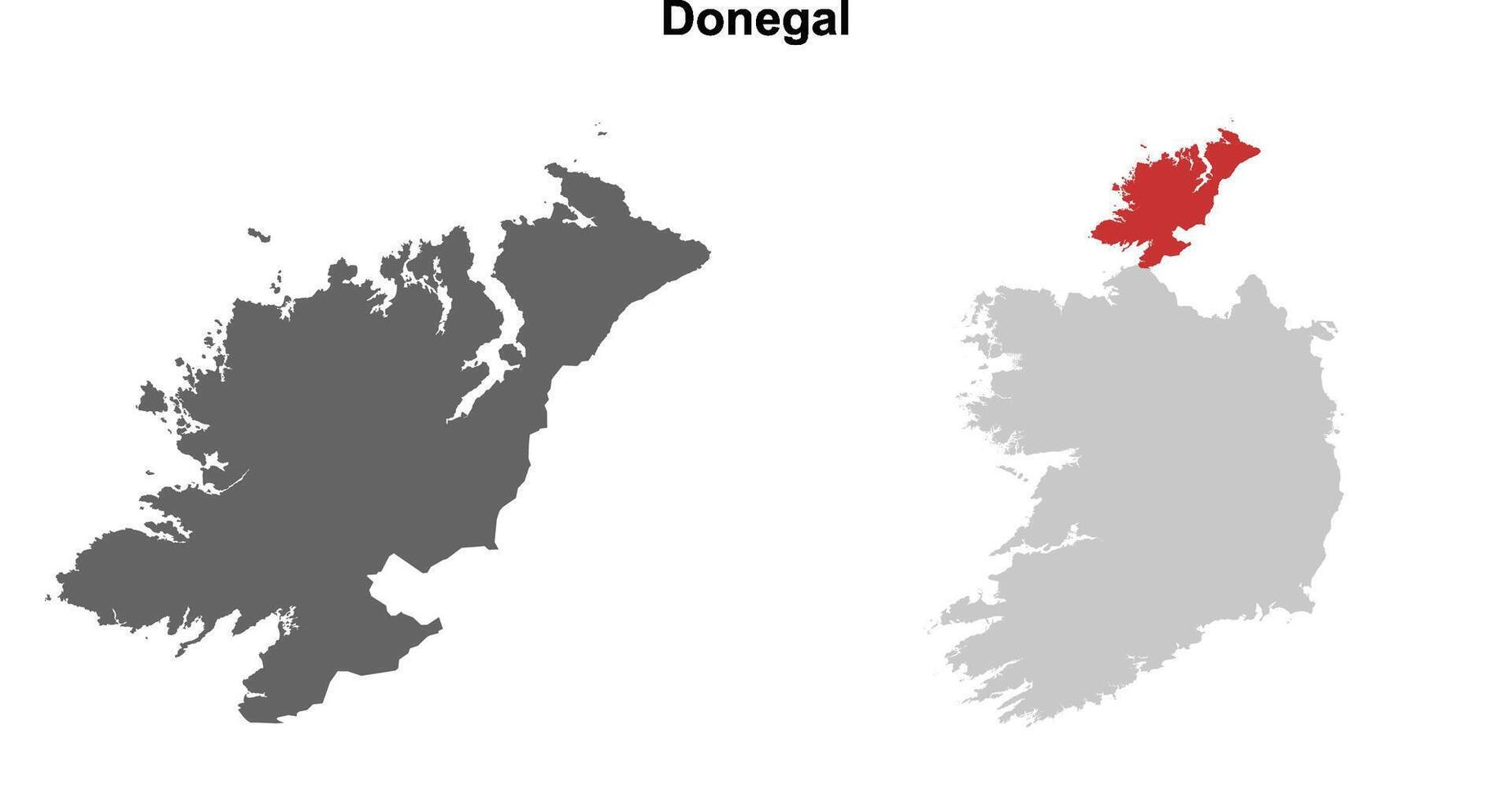 Donegal county blank outline map set vector