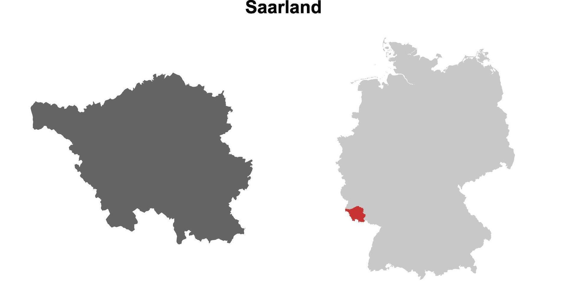 Saarland state blank outline map set vector
