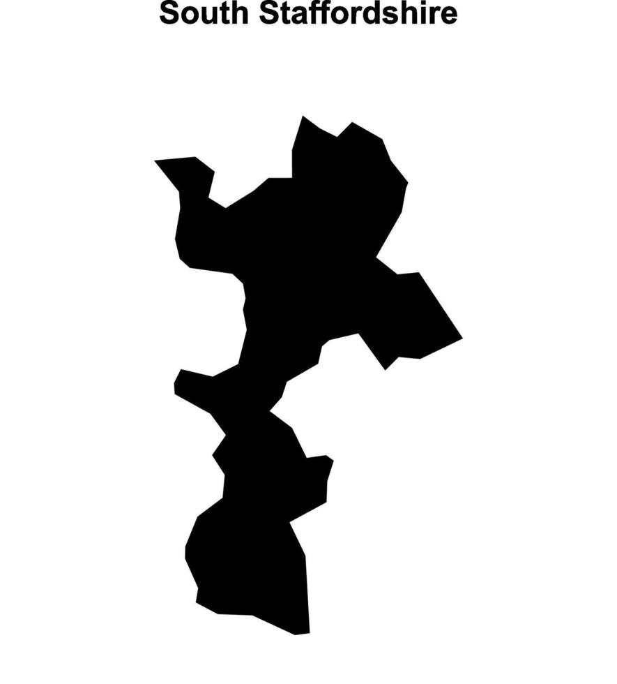 South Staffordshire blank outline map vector
