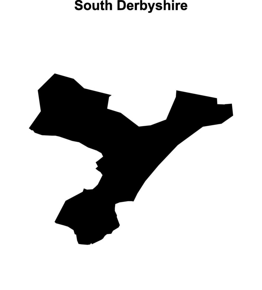 South Derbyshire blank outline map vector