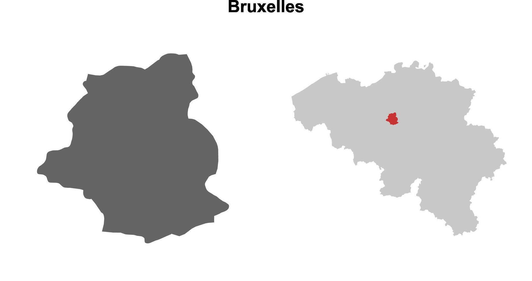 Bruxelles province blank outline map set vector