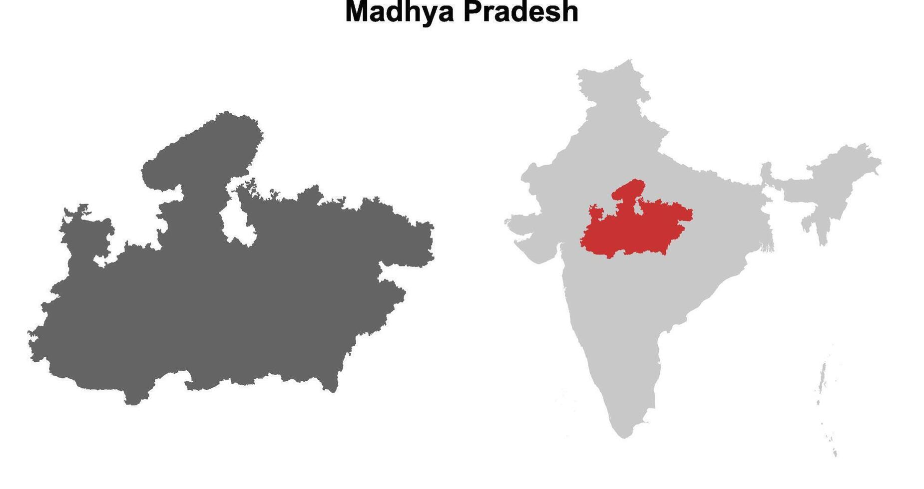 Madhya Pradesh state outline map set vector