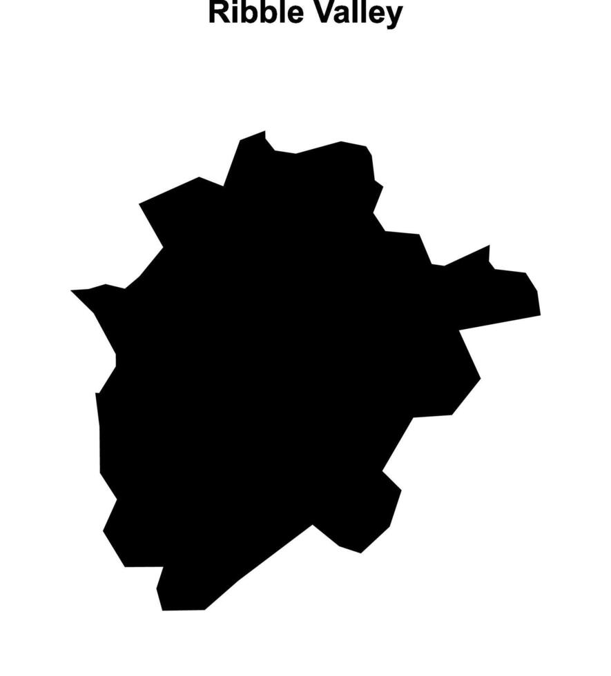 Ribble Valley blank outline map vector