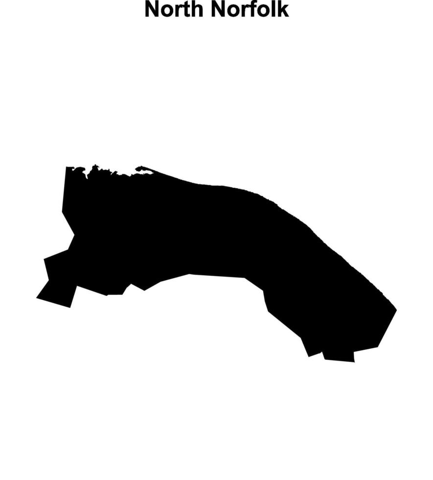 North Norfolk blank outline map vector