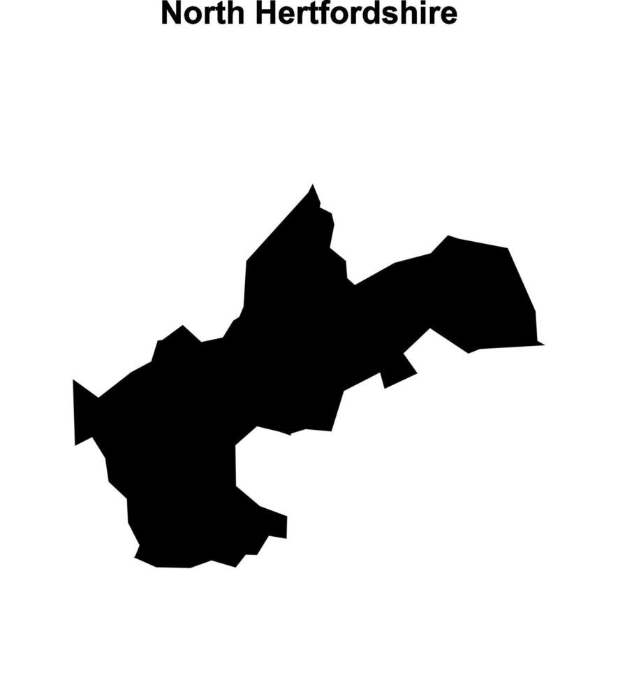 North Hertfordshire blank outline map vector