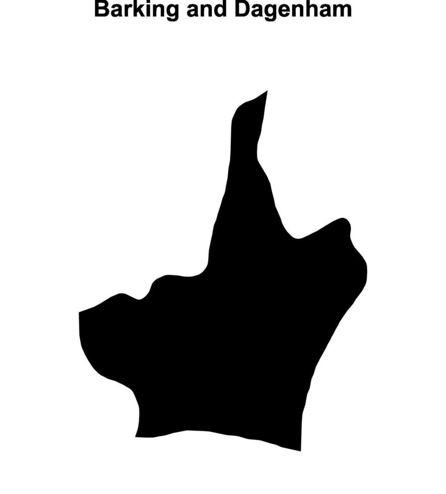Barking and Dagenham blank outline map vector