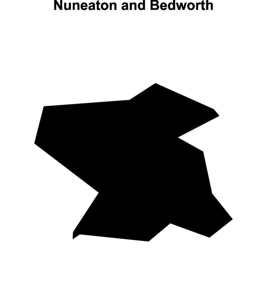 Nuneaton and Bedworth blank outline map vector