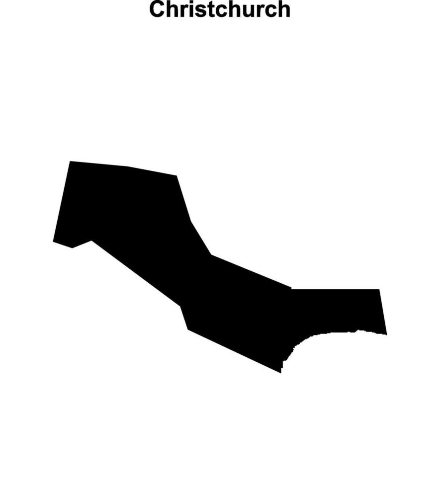 Christchurch blank outline map vector