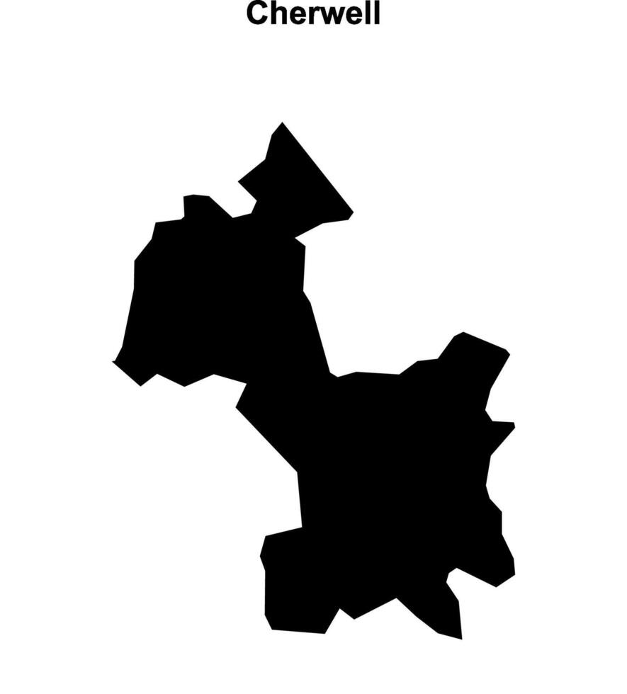 Cherwell blank outline map vector