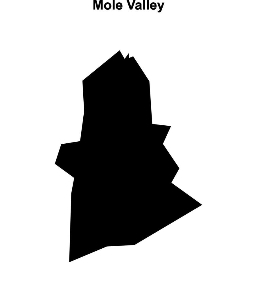 Mole Valley blank outline map vector