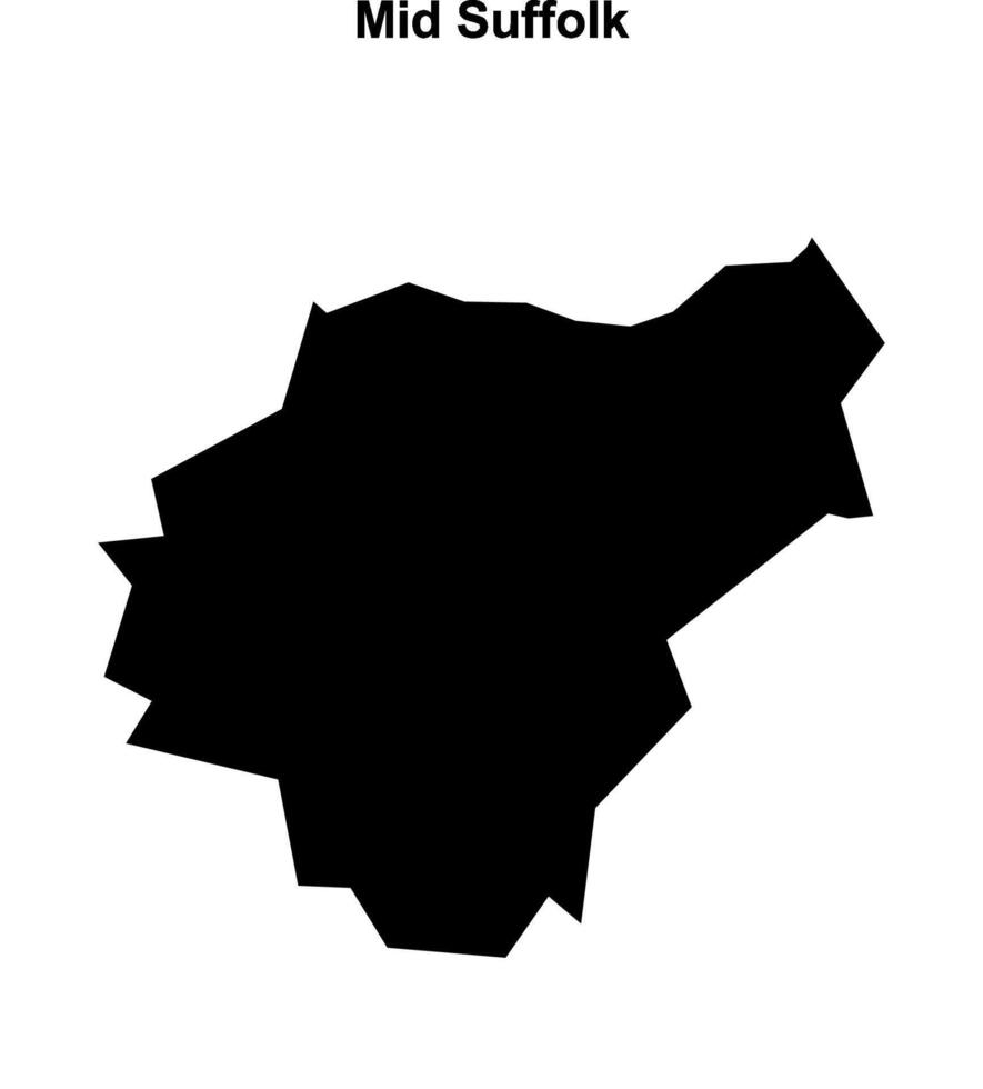 Mid Suffolk blank outline map vector