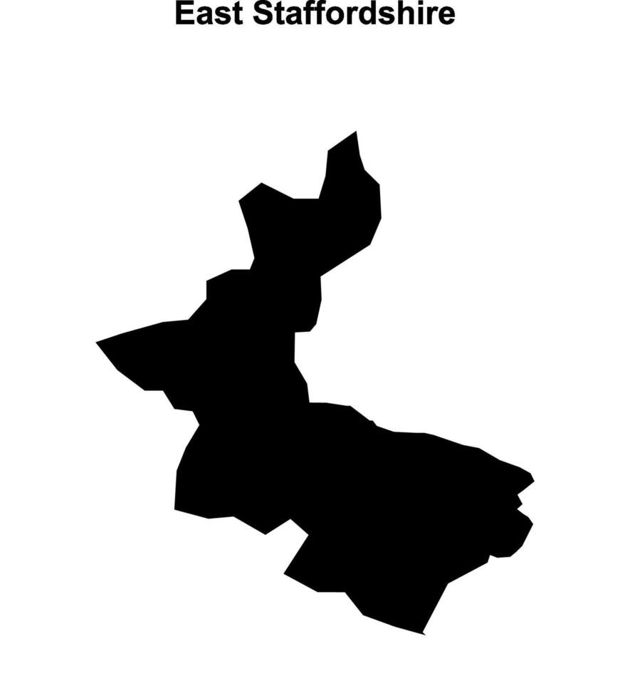 East Staffordshire blank outline map vector