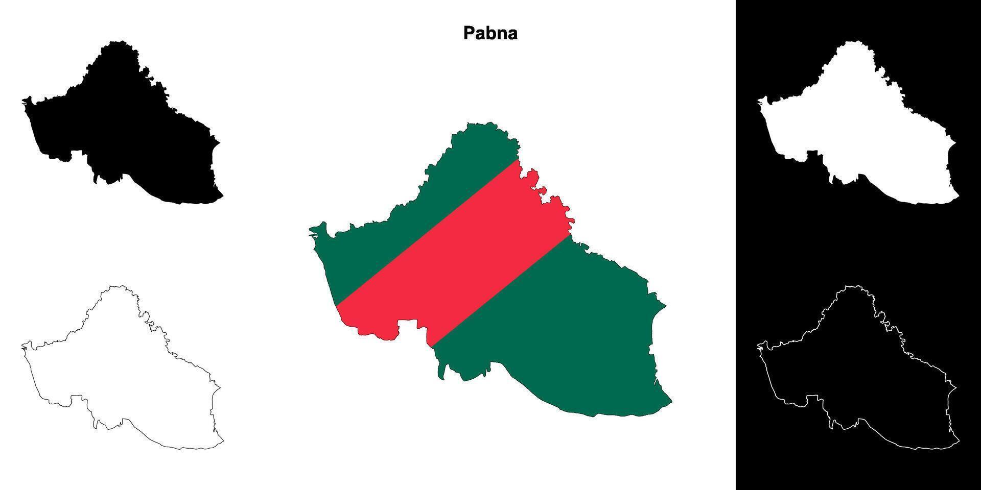 Pabna district outline map set vector