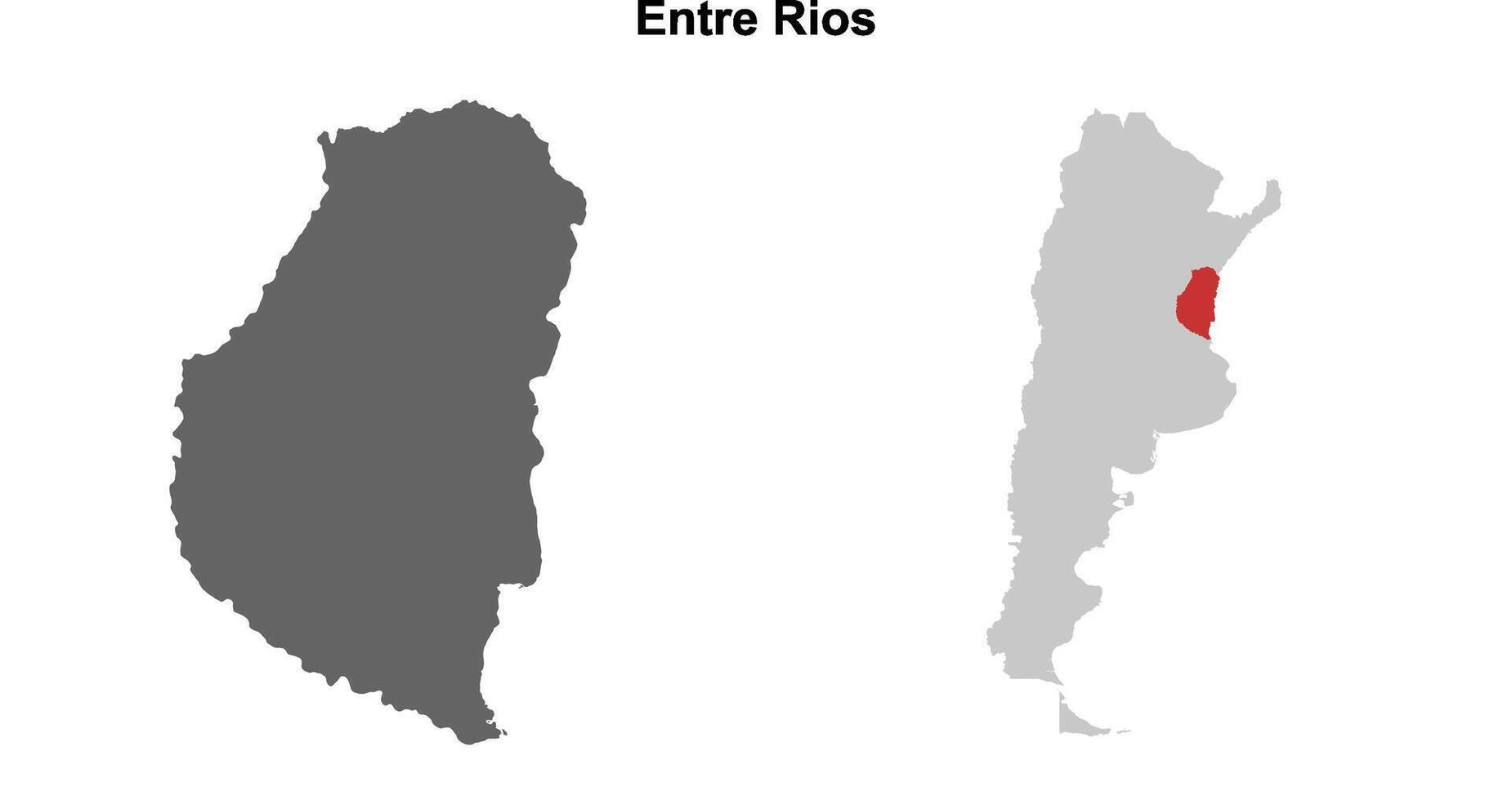 Entre Rios province blank outline map set vector