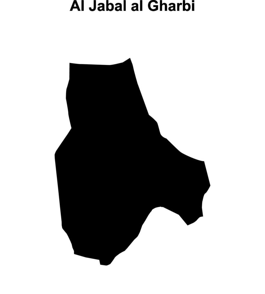 Al Jabal al Gharbi district blank outline map vector