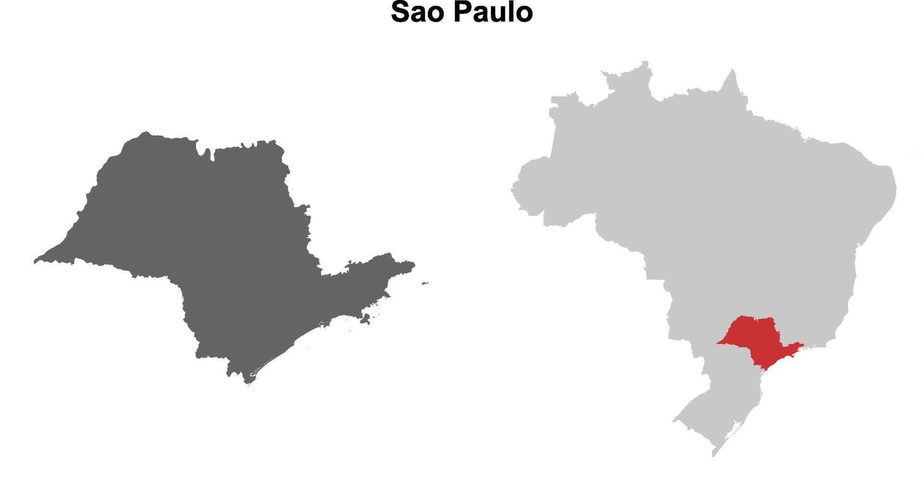 Sao Paulo state blank outline map set vector
