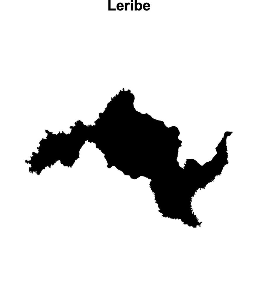 Leribe district blank outline map vector