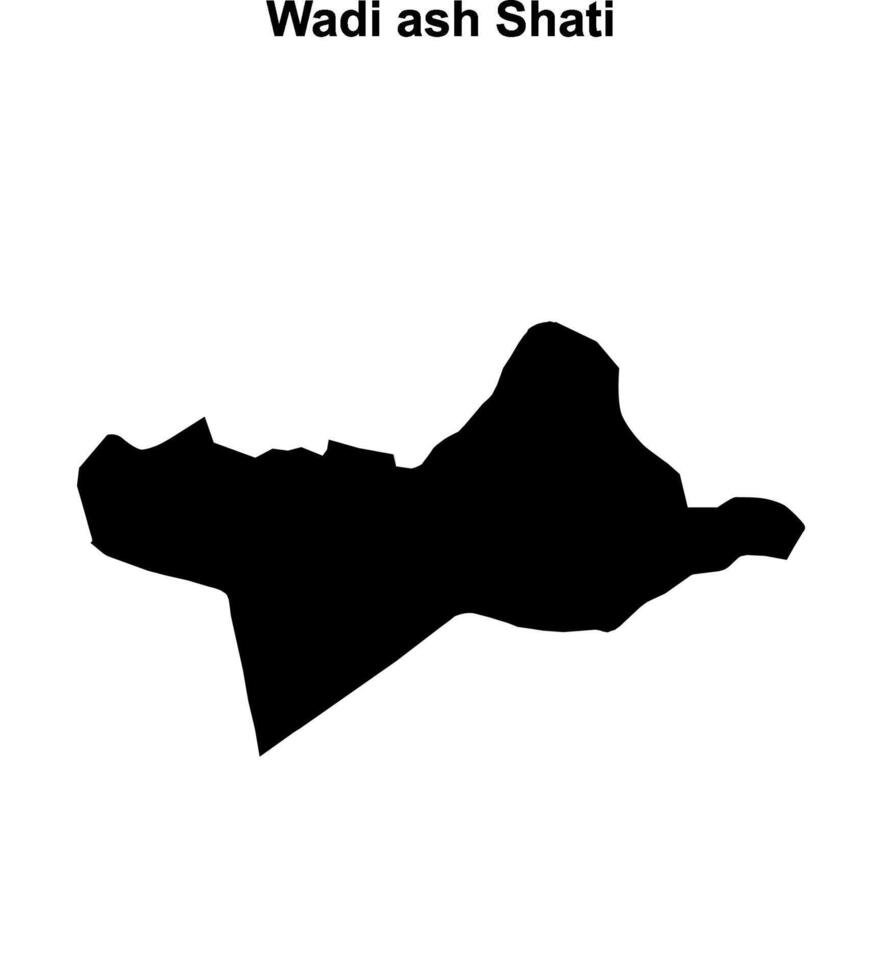 Wadi ash Shati district blank outline map vector