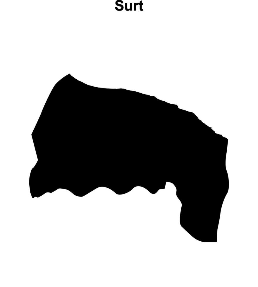 Surt district blank outline map vector
