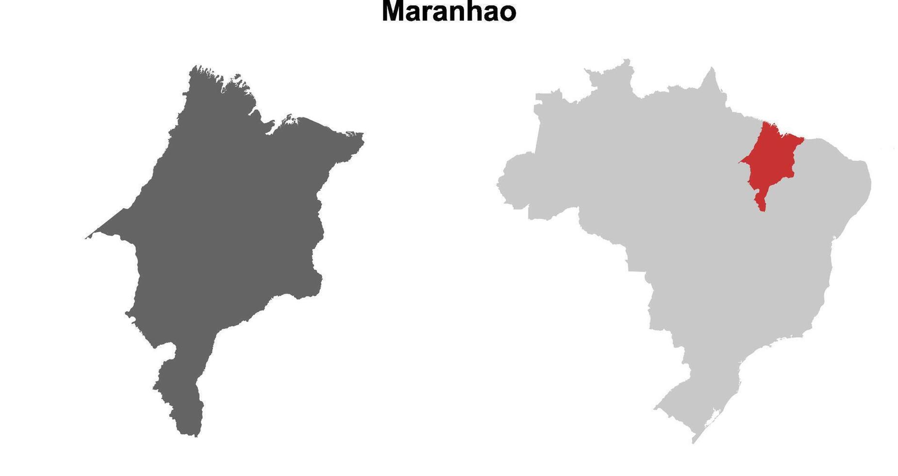 Maranhao state blank outline map set vector