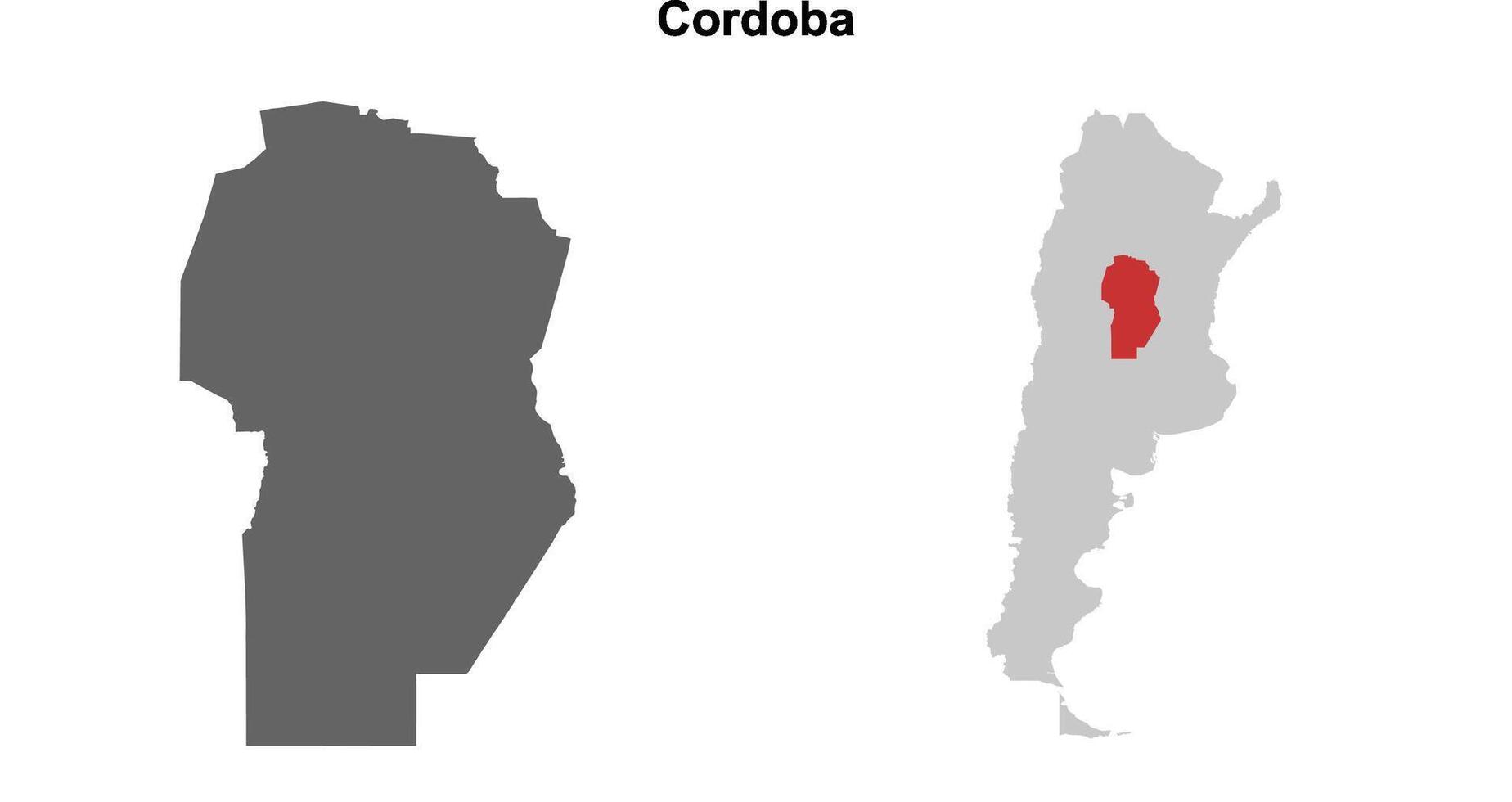Cordoba province blank outline map set vector