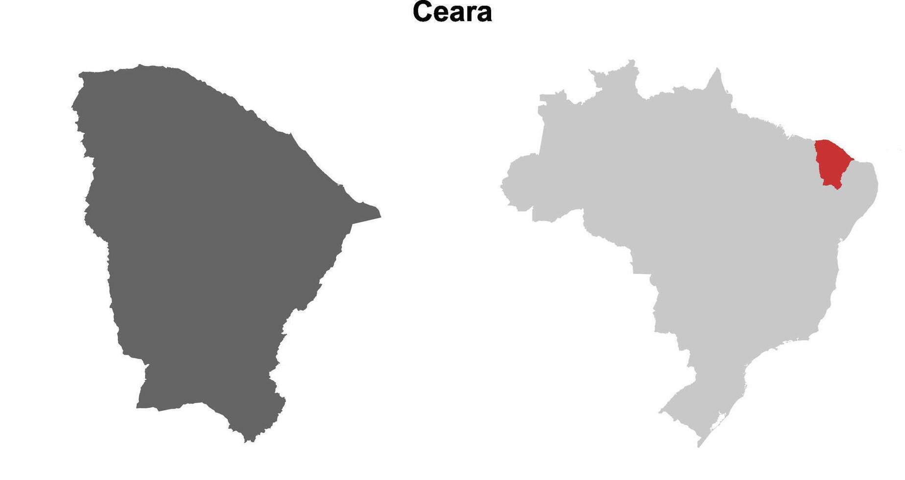 Ceara state blank outline map set vector