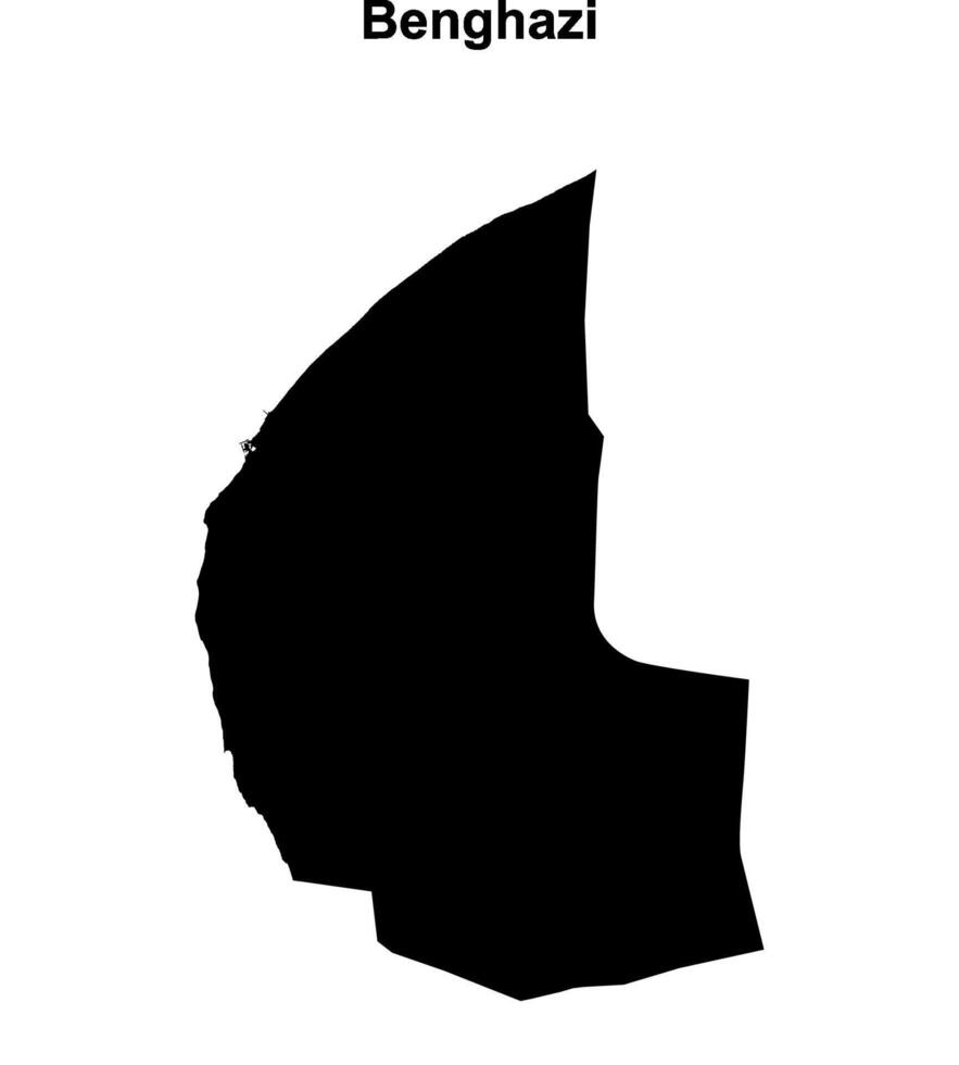 Benghazi district blank outline map vector