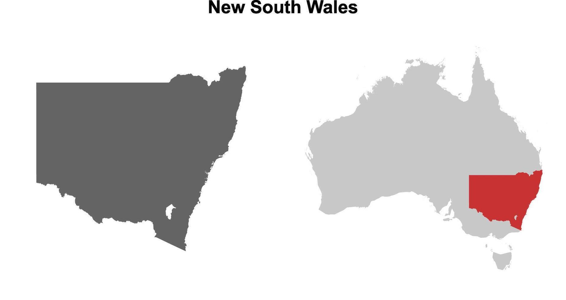 New South Wales blank outline map set vector