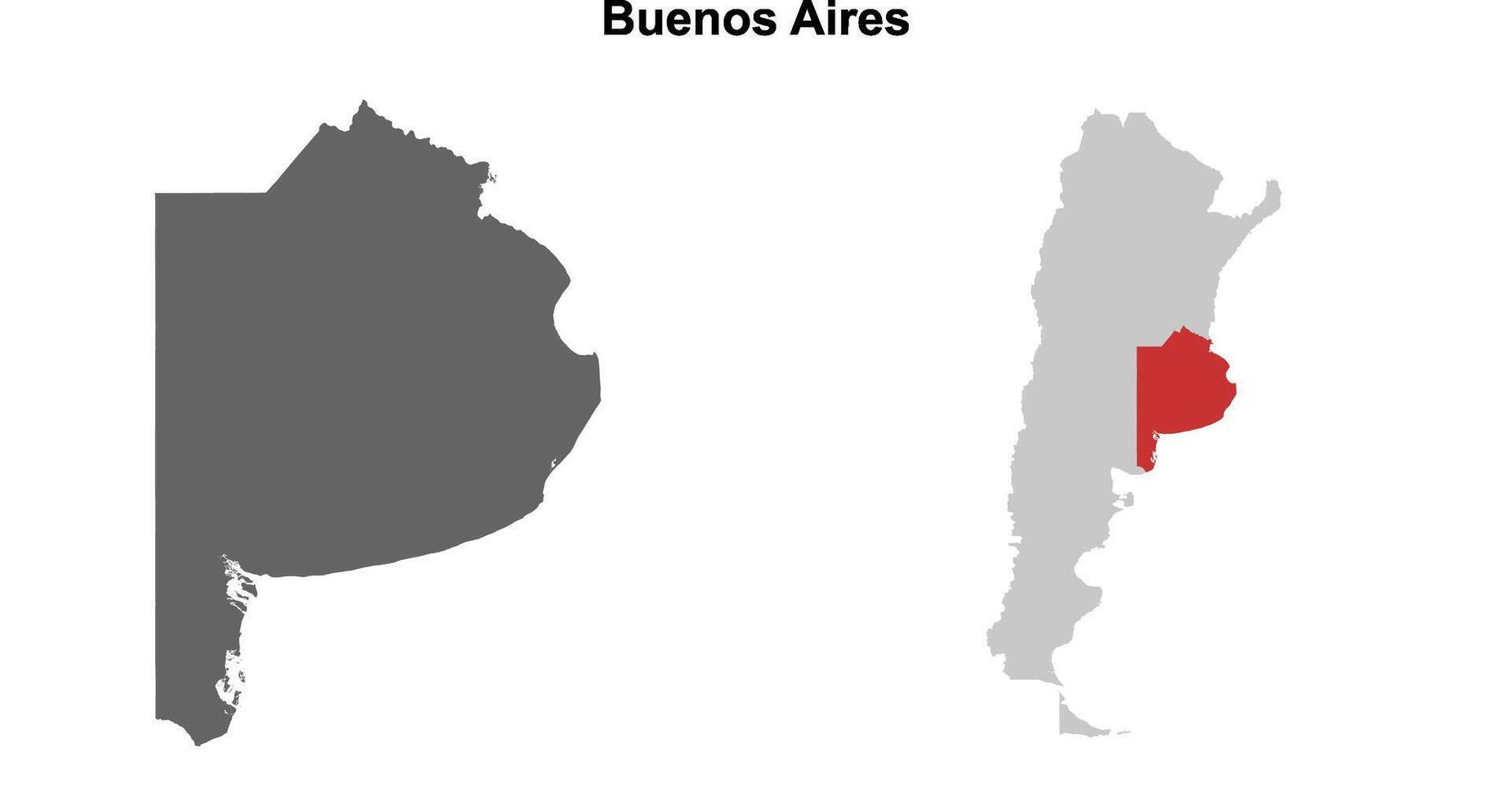 Buenos Aires province blank outline map set vector