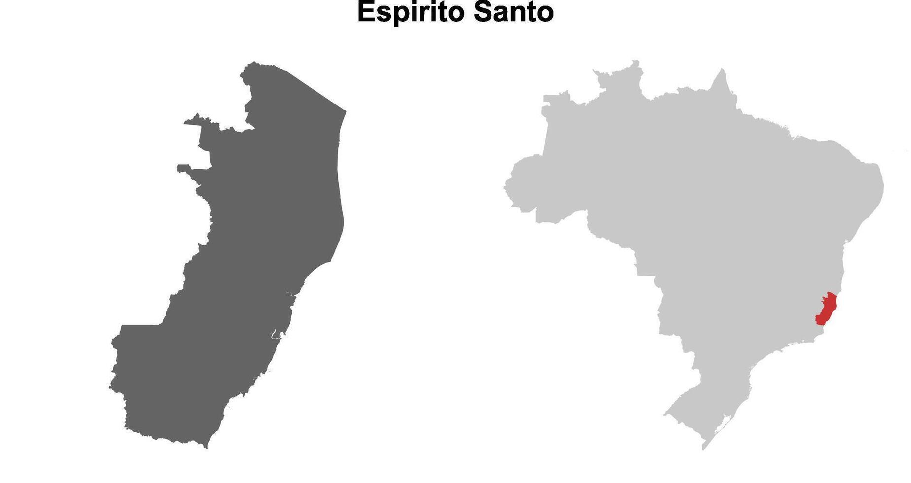 Espirito Santo state blank outline map set vector