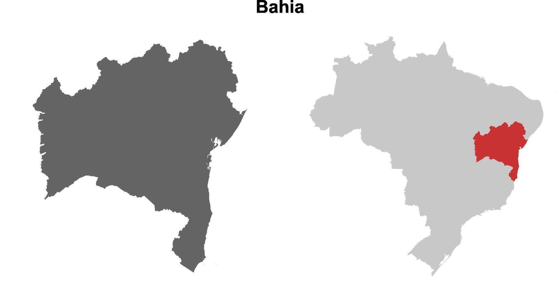 Bahia state blank outline map set vector