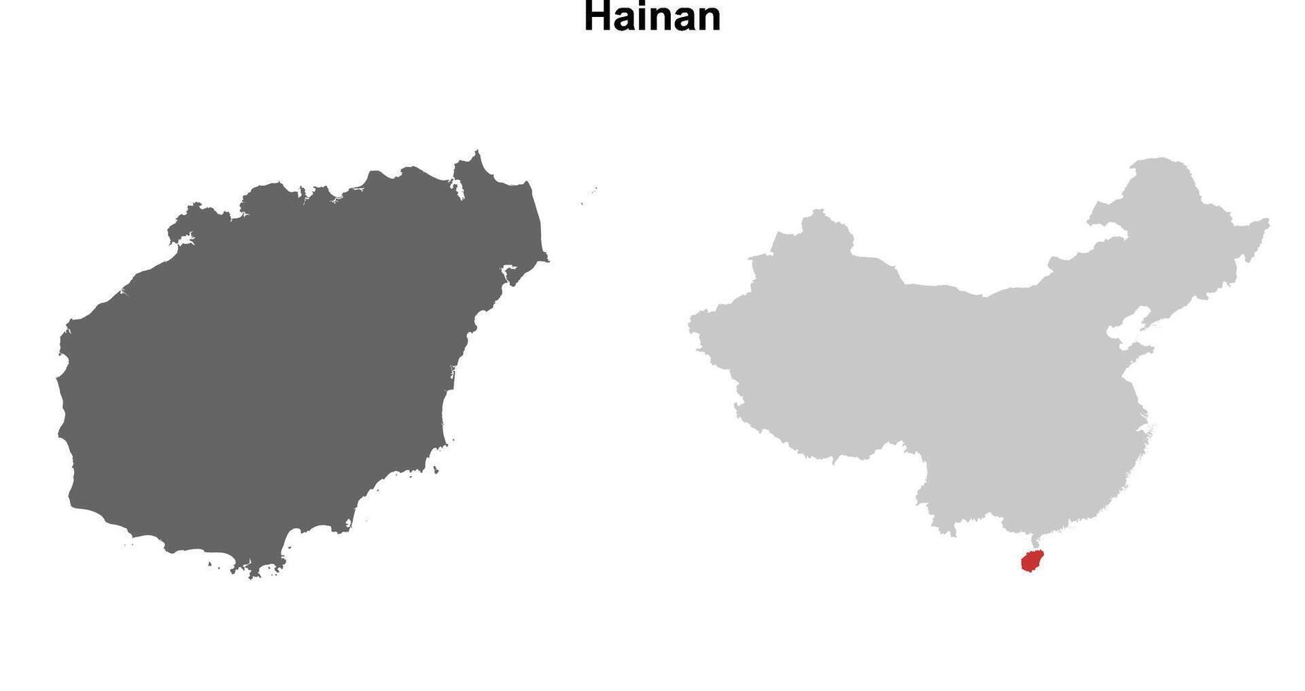 Hainan province blank outline map set vector