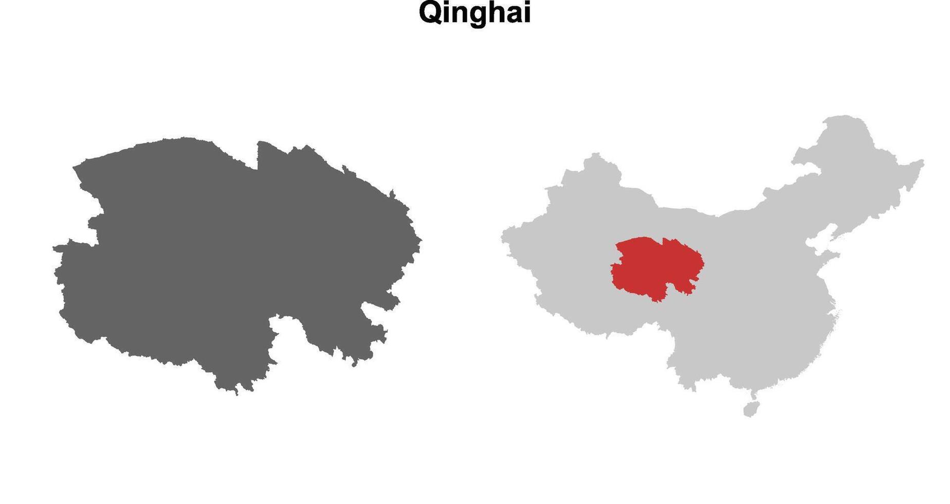 Qinghai province blank outline map set vector