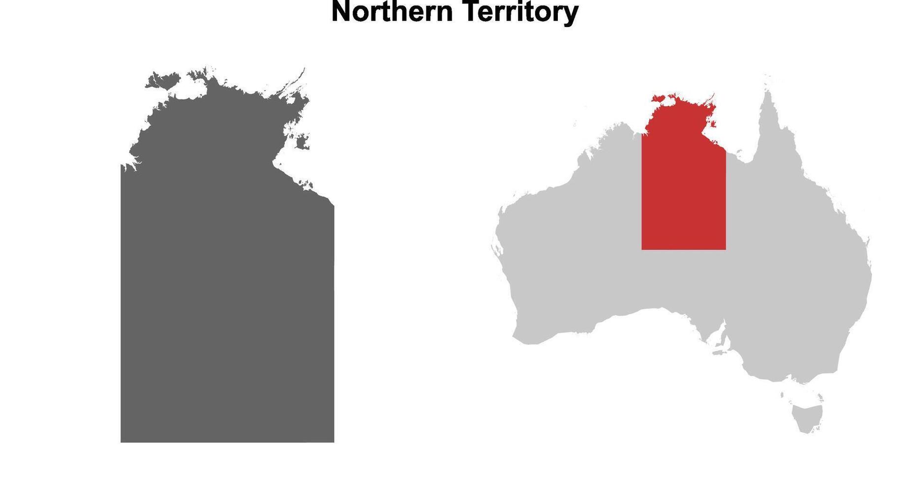 Northern Territory blank outline map set vector